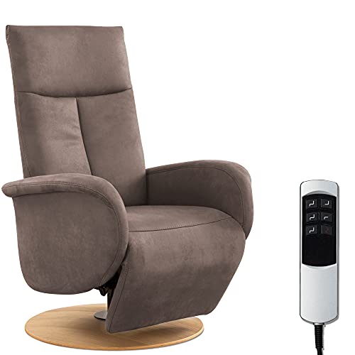 CAVADORE TV-Sessel Juba mit Akku / Fernsehsessel mit elektrisch verstellbarer Relaxfunktion / 2 E-Motoren / 75 x 112 x 82 / Lederoptik, Hellbraun von CAVADORE