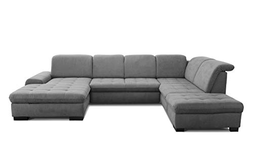 CAVADORE U-Form Lexi mit XXL-Longchair / Inkl. Bett, Stauraum und Kopfteilfunktion / Leichte Fleckenentfernung dank Soft Clean / 329 x 82-99 x 224 / Flachgewebe: Grau CAVADORE U-Form Lexi mit XXL-Longchair / Inkl. Bett, Stauraum und Kopfteilfunktion / Leichte Fleckenentfernung dank Soft Clean / 329 x 82-99 x 224 / Flachgewebe: Grau von CAVADORE