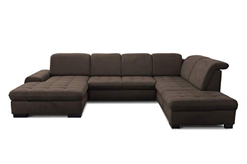 CAVADORE Wohnlandschaft Lexi / Große U-Form mit XXL-Longchair links und Federkern / Leichte Fleckenentfernung dank Soft Clean / 329 x 82 x 224 / Flachgewebe: Braun CAVADORE Wohnlandschaft Lexi / Große U-Form mit XXL-Longchair links und Federkern / Leichte Fleckenentfernung dank Soft Clean / 329 x 82 x 224 / Flachgewebe: Braun von CAVADORE