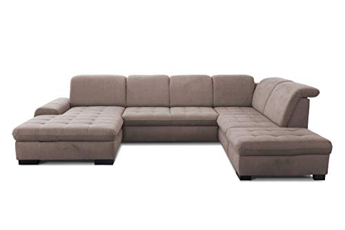 CAVADORE Wohnlandschaft Lexi / Große U-Form mit XXL-Longchair links & Federkern / Leichte Fleckenentfernung dank Soft Clean / 329 x 82 x 224 / Flachgewebe: Hellbraun CAVADORE Wohnlandschaft Lexi / Große U-Form mit XXL-Longchair links & Federkern / Leichte Fleckenentfernung dank Soft Clean / 329 x 82 x 224 / Flachgewebe: Hellbraun von CAVADORE