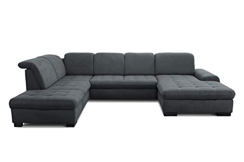 CAVADORE Wohnlandschaft Lexi / Große U-Form mit XXL-Longchair rechts und Federkern / Leichte Fleckenentfernung dank Soft Clean / 329 x 82 x 224 / Flachgewebe: Dunkelgrau CAVADORE Wohnlandschaft Lexi / Große U-Form mit XXL-Longchair rechts und Federkern / Leichte Fleckenentfernung dank Soft Clean / 329 x 82 x 224 / Flachgewebe: Dunkelgrau von CAVADORE