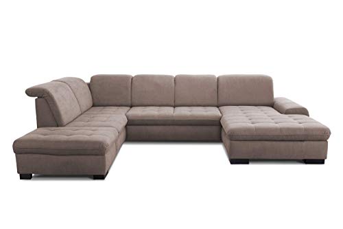 CAVADORE Wohnlandschaft Lexi / Große U-Form mit XXL-Longchair rechts und Federkern / Leichte Fleckenentfernung dank Soft Clean / 329 x 82 x 224 / Flachgewebe: Hellbraun CAVADORE Wohnlandschaft Lexi / Große U-Form mit XXL-Longchair rechts und Federkern / Leichte Fleckenentfernung dank Soft Clean / 329 x 82 x 224 / Flachgewebe: Hellbraun von CAVADORE