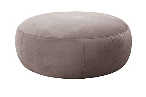 CAVADORE XXL-Hocker Cannes / Riesiger, moderner Rundhocker als Beistelltisch, Sitzgelegenheit oder Fußablage / 104 x 44 x 104 / Flachgewebe, Braun von CAVADORE