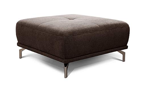 CAVADORE XXL-Hocker Carly / Fußbank fürs Wohnzimmer / Polsterhocker passend zum Ecksofa Carly, 91 x 45 x 91, Webstoff braun von CAVADORE