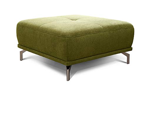 CAVADORE XXL-Hocker Carly / Fußbank fürs Wohnzimmer / Polsterhocker passend zum Ecksofa Carly, 91 x 45 x 91, Webstoff grün von CAVADORE