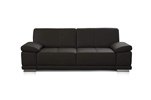 CAVADORE 2,5-Sitzer Sofa Corianne / Kleine Echtleder-Couch im modernen Design /Mit Armteilverstellung / 192 x 80 x 99 / Echtleder dunkelbraun von CAVADORE