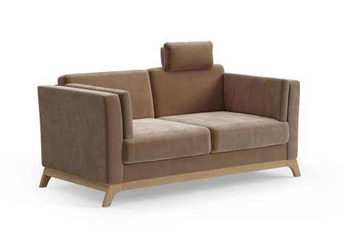 Cavadore 2,5er-Sofa Vida / 2,5-Sitzer Couch im trendigen Design mit massivem Holzrahmen in Buche, Kopfstütze mit Kuschelkissen / 183 x 84 x 93 / Mikrofaser, Hellbraun Cavadore 2,5er-Sofa Vida / 2,5-Sitzer Couch im trendigen Design mit massivem Holzrahmen in Buche, Kopfstütze mit Kuschelkissen / 183 x 84 x 93 / Mikrofaser, Hellbraun von CAVADORE