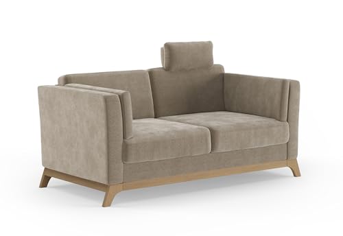 Cavadore 2,5er-Sofa Vida / 2,5-Sitzer Couch im trendigen Design mit massivem Holzrahmen in Buche, Kopfstütze mit Kuschelkissen / 183 x 84 x 93 / Mikrofaser, Perlbeige Cavadore 2,5er-Sofa Vida / 2,5-Sitzer Couch im trendigen Design mit massivem Holzrahmen in Buche, Kopfstütze mit Kuschelkissen / 183 x 84 x 93 / Mikrofaser, Perlbeige von CAVADORE
