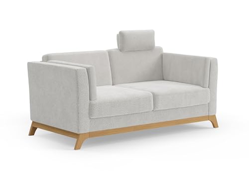 Cavadore 2,5er-Sofa Vida / 2,5-Sitzer Couch im trendigen Design mit massivem Holzrahmen in Eiche, Kopfstütze mit Kuschelkissen / 183 x 84 x 93 / Chenille, Beige Cavadore 2,5er-Sofa Vida / 2,5-Sitzer Couch im trendigen Design mit massivem Holzrahmen in Eiche, Kopfstütze mit Kuschelkissen / 183 x 84 x 93 / Chenille, Beige von CAVADORE