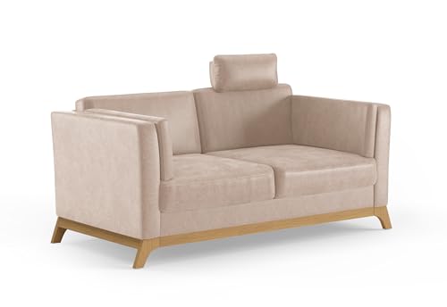 Cavadore 2,5er-Sofa Vida / 2,5-Sitzer Couch im trendigen Design mit massivem Holzrahmen in Eiche, Kopfstütze mit Kuschelkissen / 183 x 84 x 93 / Mikrofaser, Beige Cavadore 2,5er-Sofa Vida / 2,5-Sitzer Couch im trendigen Design mit massivem Holzrahmen in Eiche, Kopfstütze mit Kuschelkissen / 183 x 84 x 93 / Mikrofaser, Beige von CAVADORE