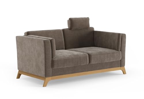 Cavadore 2,5er-Sofa Vida / 2,5-Sitzer Couch im trendigen Design mit massivem Holzrahmen in Eiche, Kopfstütze mit Kuschelkissen / 183 x 84 x 93 / Mikrofaser, Graubraun Cavadore 2,5er-Sofa Vida / 2,5-Sitzer Couch im trendigen Design mit massivem Holzrahmen in Eiche, Kopfstütze mit Kuschelkissen / 183 x 84 x 93 / Mikrofaser, Graubraun von CAVADORE