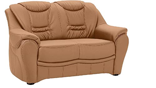 Cavadore 2-Sitzer Bansa mit Federkern / Polstercouch in Leder / 148 x 94 x 95 / Echtleder Hellbraun von CAVADORE