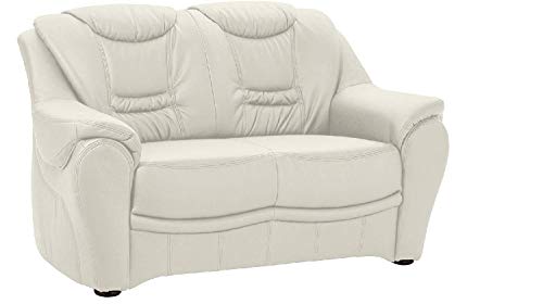 Cavadore 2-Sitzer Bansa mit Federkern / Polstercouch in Leder / 148 x 94 x 95 / Echtleder Weiß von CAVADORE