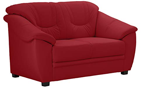 Cavadore 2-Sitzer Savana / 2er Ledersofa mit Federkern im klassischen Design / 148 x 90 x 90 / Echtleder Rot von CAVADORE