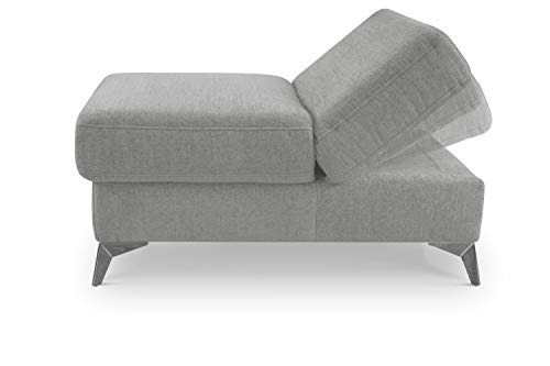 Cavadore 2-in-1 Sesselhocker Pavia / Sessel oder Hocker mit Klappfunktion passend zum Ecksofa Pavia / 117 x 76 x 47 cm / Chenille: Hellgrau von CAVADORE