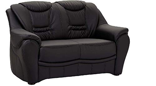 Cavadore 2er Sofa Bansa 2-sitzige Couch in Lederoptik, Kunstleder, schwarz, 148 x 94 x 95 cm von CAVADORE