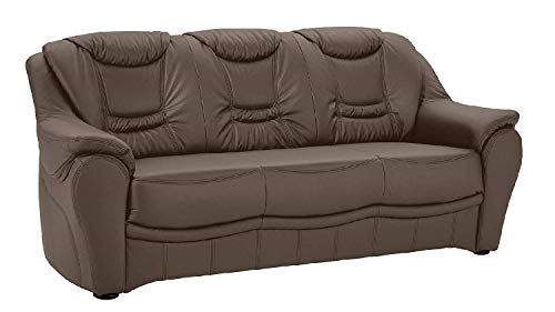 Cavadore 3-Sitzer Bansa mit Federkern / Polstercouch in Leder / 198 x 94 x 95 / Echtleder Graubraun von CAVADORE