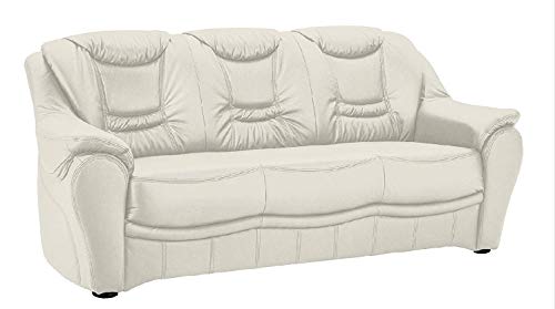 Cavadore 3-Sitzer Bansa mit Federkern / Polstercouch in Leder / 198 x 94 x 95 / Echtleder Weiß von CAVADORE