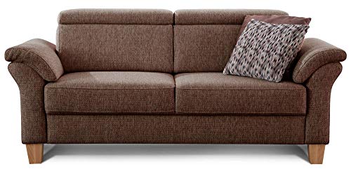 Cavadore 3-Sitzer Sofa Ammerland / Couch mit Federkern im Landhausstil / Inkl. verstellbaren Kopfstützen / 186 x 84 x 93 / Strukturstoff braun von CAVADORE