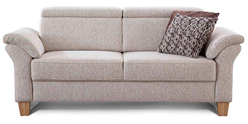 Cavadore 3-Sitzer Sofa Ammerland / Couch mit Federkern im Landhausstil / Inkl. verstellbaren Kopfstützen / 186 x 84 x 93 / Strukturstoff natur von CAVADORE