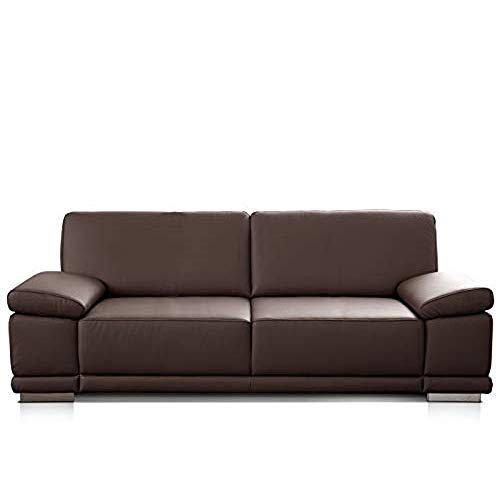 CAVADORE 3-Sitzer Sofa Corianne in Kunstleder / Sofa Lederoptik in hochwertigem Kunstleder und modernem Design / Mit verstellbaren Armlehnen / 217 x 80 x 99 / Kunstleder braun von CAVADORE