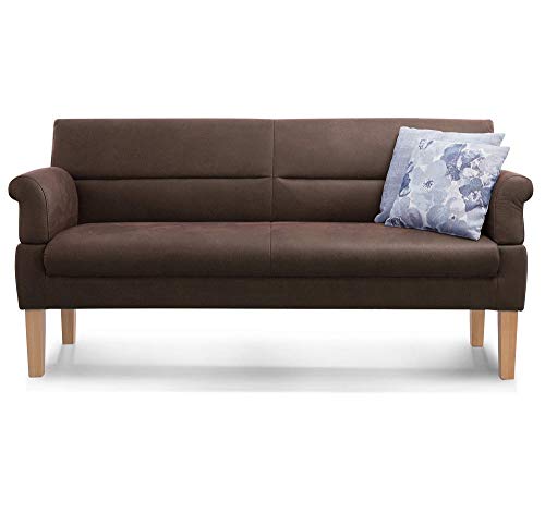 Cavadore 3-Sitzer Sofa Kira mit Federkern / Sitzbank für Küche, Esszimmer / Inkl. Armteilfunktion / 189 x 94 x 81 / Kunstleder dunkelbraun von CAVADORE