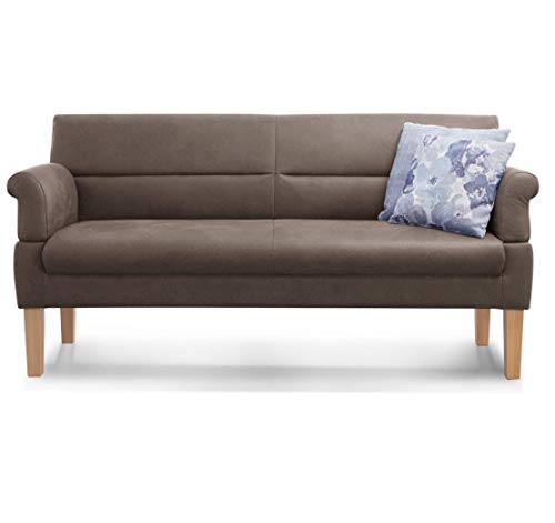 Cavadore 3-Sitzer Sofa Kira mit Federkern / Sitzbank für Küche, Esszimmer / Inkl. Armteilfunktion / 189 x 94 x 81 / Kunstleder hellbraun von CAVADORE