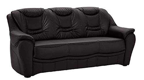 Cavadore 3er Ledersofa Bansa 3-sitziges Sofa in Leder, Echtleder, schwarz, 198 x 94 x 95 cm von CAVADORE