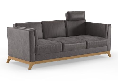 Cavadore 3er-Sofa Vida / 3-Sitzer Couch im trendigen Design mit massivem Holzrahmen in Eiche, Kopfstütze mit Kuschelkissen / 213 x 84 x 93 / Mikrofaser, Graubraun Cavadore 3er-Sofa Vida / 3-Sitzer Couch im trendigen Design mit massivem Holzrahmen in Eiche, Kopfstütze mit Kuschelkissen / 213 x 84 x 93 / Mikrofaser, Graubraun von CAVADORE