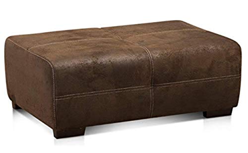 Cavadore 503 Polsterhocker Mavericco in Wildlederoptik / Sitzhocker / Sofahocker mit Steppung / Passend für Polsterserie Mavericco / Maße: 108 x 71 x 41 (B x H x T) / Farbe: Antik braun (Lederoptik) von CAVADORE