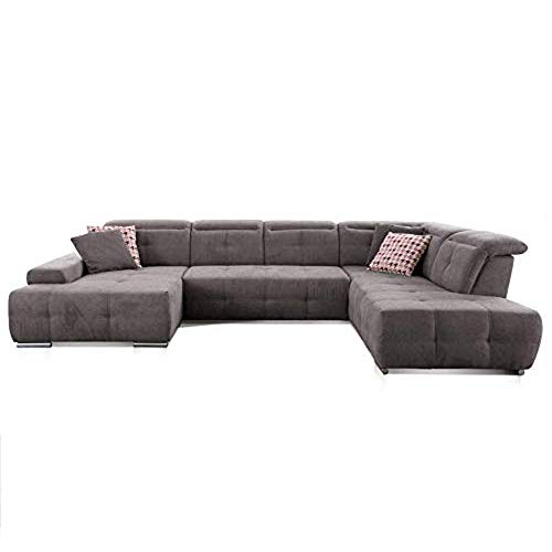 CAVADORE Wohnlandschaft Mistrel mit Longchair links / Großes Schlafsofa in U-Form / Inkl. Kopfteilfunktion und großer Liegefläche (125 x 270) / 343 x 77-93 x 228 / Kati Fango von CAVADORE