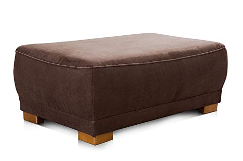 Cavadore Sofa-Hocker "Modeo" / Sitzhocker für Sofa mit moderner Kontrastnaht / Hochwertiger Mikrofaser-Bezug in Wildlederoptik / Holzfüße / Maße: 100x40x66 cm (BxHxT) / Farbe: Braun von CAVADORE