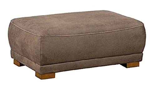 Cavadore Sofa-Hocker "Modeo" / Sitzhocker für Sofa mit moderner Kontrastnaht / Hochwertiger Mikrofaser-Bezug in Wildlederoptik / Holzfüße / Maße: 100x40x66 cm (BxHxT) / Farbe: Nuss (hellbraun) von CAVADORE