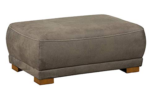 Cavadore Sofa-Hocker "Modeo" / Sitzhocker für Sofa mit moderner Kontrastnaht / Hochwertiger Mikrofaser-Bezug in Wildlederoptik / Holzfüße / Maße: 100x40x66 cm (BxHxT) / Farbe: Savannah (hellbraun) von CAVADORE