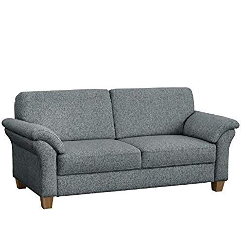 CAVADORE 3-Sitzer Byrum / Große 3er-Couch im Landhausstil mit Federkern / Passend zur edlen Sofagarnitur Byrum / 186 x 87 x 88 / Flachgewebe: Hellgrau von CAVADORE