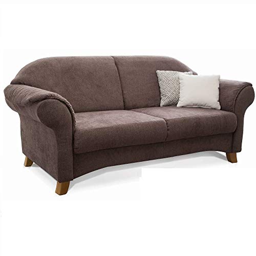 Cavadore 2-Sitzer Sofa Maifayr mit Federkern / Moderne 2-sitzige Couch im Landhausstil mit Holzfüßen / 164 x 90 x 90 / braun von CAVADORE
