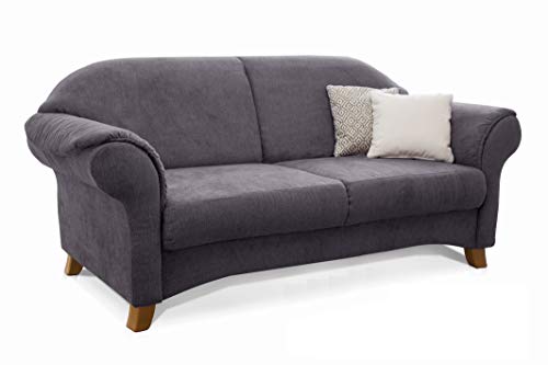 Cavadore 2-Sitzer Sofa Maifayr mit Federkern / Moderne 2-sitzige Couch im Landhausstil mit Holzfüßen / 164 x 90 x 90 / grau von CAVADORE