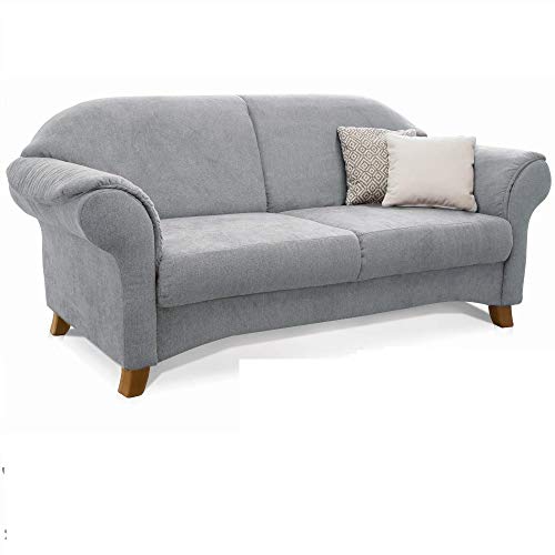 Cavadore 2-Sitzer Sofa Maifayr mit Federkern / Moderne 2-sitzige Couch im Landhausstil mit Holzfüßen / 164 x 90 x 90 / hellgrau von CAVADORE