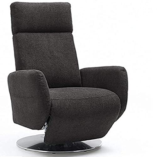 Cavadore TV-Sessel Cobra / Fernsehsessel mit Liegefunktion, Relaxfunktion / Stufenlos verstellbar / Ergonomie S / Belastbar bis 130 kg / 71 x 108 x 82 / Grau von CAVADORE