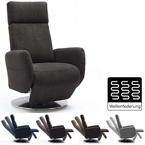 Cavadore TV-Sessel Cobra / Fernsehsessel mit Liegefunktion, Relaxfunktion / Stufenlos verstellbar / Ergonomie M / Belastbar bis 130 kg / 71 x 110 x 82 / Grau von CAVADORE