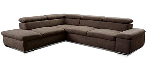 Cavadore Ecksofa Alkatraz / Großes Eck-Schlafsofa mit Ottomanen links und verstellbaren Kopfstützen/ Modernes Design / 274 x 66 x 228 cm / Braun Cavadore Ecksofa Alkatraz / Großes Eck-Schlafsofa mit Ottomanen links und verstellbaren Kopfstützen/ Modernes Design / 274 x 66 x 228 cm / Braun von CAVADORE