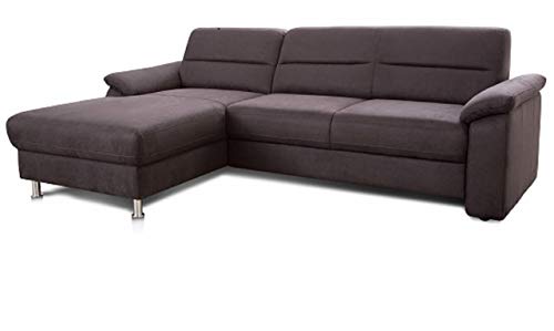 Cavadore Ecksofa Ascaro mit Longchair links, Boxspring-Sofa im modernen Design, 254 x 84 x 171, Lederoptik Anthrazit von CAVADORE