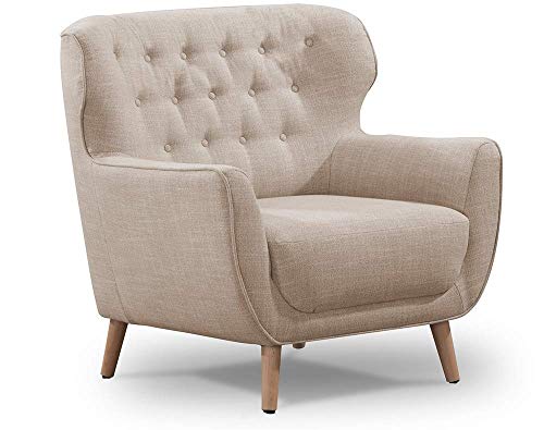 CAVADORE Sessel Abby / Klassischer Polstersessel mit Knopfheftung / 87 x 89 x 88 / Strukturstoff, beige von CAVADORE
