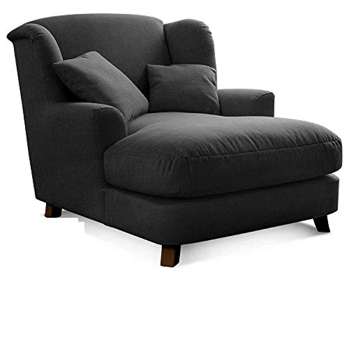 Cavadore XXL-Sessel Assado / Großer Polstersessel mit Holzfüßen und großer Sitzfläche / Inkl. 2 Zierkissen / 109 x 104 x 145 / Flachgewebe Dunkelgrau Cavadore XXL-Sessel Assado / Großer Polstersessel mit Holzfüßen und großer Sitzfläche / Inkl. 2 Zierkissen / 109 x 104 x 145 / Flachgewebe Dunkelgrau von CAVADORE