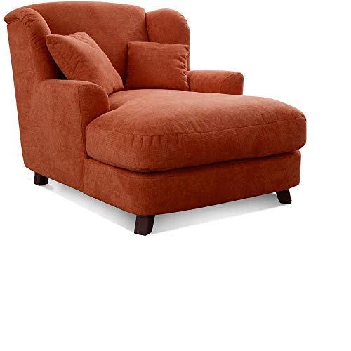 Cavadore XXL-Sessel Assado / Großer Polstersessel mit Holzfüßen und großer Sitzfläche / Inkl. 2 Zierkissen / 109 x 104 x 145 / Webstoff Orange (Terra) von CAVADORE