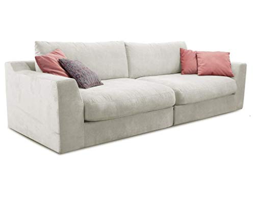 Cavadore Big Sofa Fiona / Große Couch inkl. Rückenkissen im modernen Design / 274x90x112 / Webstoff cream von CAVADORE