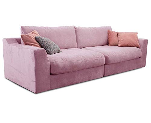 Cavadore Big Sofa Fiona / Große Couch inkl. Rückenkissen im modernen Design / 274x90x112 / Webstoff flieder-lila von CAVADORE