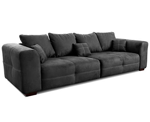 Cavadore Big Sofa Mavericco / XXL Couch im modernen Design / Inklusive Rückenkissen und Zierkissen / 287 x 69 x 108 cm (BxHxT) / Mikrofaser Schwarz von CAVADORE