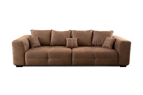 Cavadore Big Sofa Mavericco / XXL Sofa im modernen Design / Inklusive Rückenkissen und Zierkissen / 287 x 69 x 108 cm (BxHxT) / Mikrofaser Braun von CAVADORE