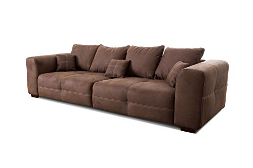 Cavadore Big Sofa Mavericco / XXL Sofa im modernen Design / Inklusive Rückenkissen und Zierkissen / 287 x 69 x 108 cm (BxHxT) / Mikrofaser Braun von CAVADORE